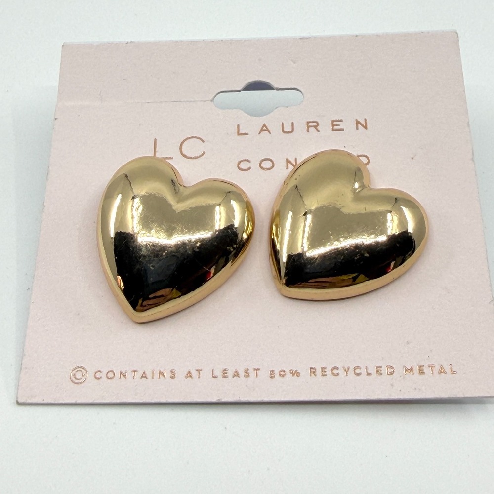LC Lauren Conrad Gold Tone Heart Stud Earrings - Chic Minimalist Gift